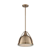 Nuvo Lighting Barbett 13in 1-Light Pendant | Industrial Burnished Brass and Clear Glass | Kitchen Island & Dining Room | 12.63 x 12 x 12 in | Model 60-7202
