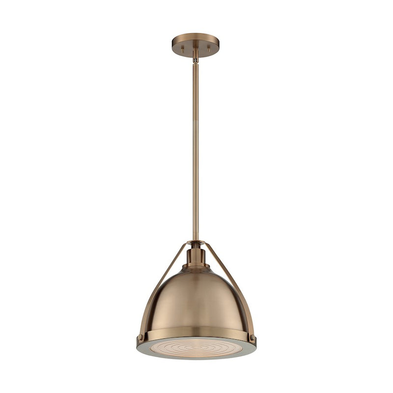 Nuvo Lighting Barbett 13in 1-Light Pendant | Industrial Burnished Brass and Clear Glass | Kitchen Island & Dining Room | 12.63 x 12 x 12 in | Model 60-7202