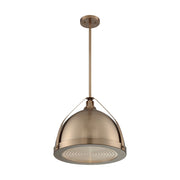Nuvo Lighting Barbett 18in 1-Light Pendant | Industrial Burnished Brass and Clear Fresnel Glass | Kitchen Island & Dining Room | 17.63 x | Model 60-7203