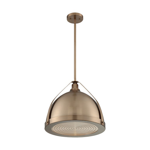 Nuvo Lighting Barbett 18in 1-Light Pendant | Industrial Burnished Brass and Clear Fresnel Glass | Kitchen Island & Dining Room | 17.63 x | Model 60-7203