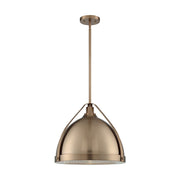 Nuvo Lighting Barbett 18in 1-Light Pendant | Industrial Burnished Brass and Clear Fresnel Glass | Kitchen Island & Dining Room | 17.63 x | Model 60-7203