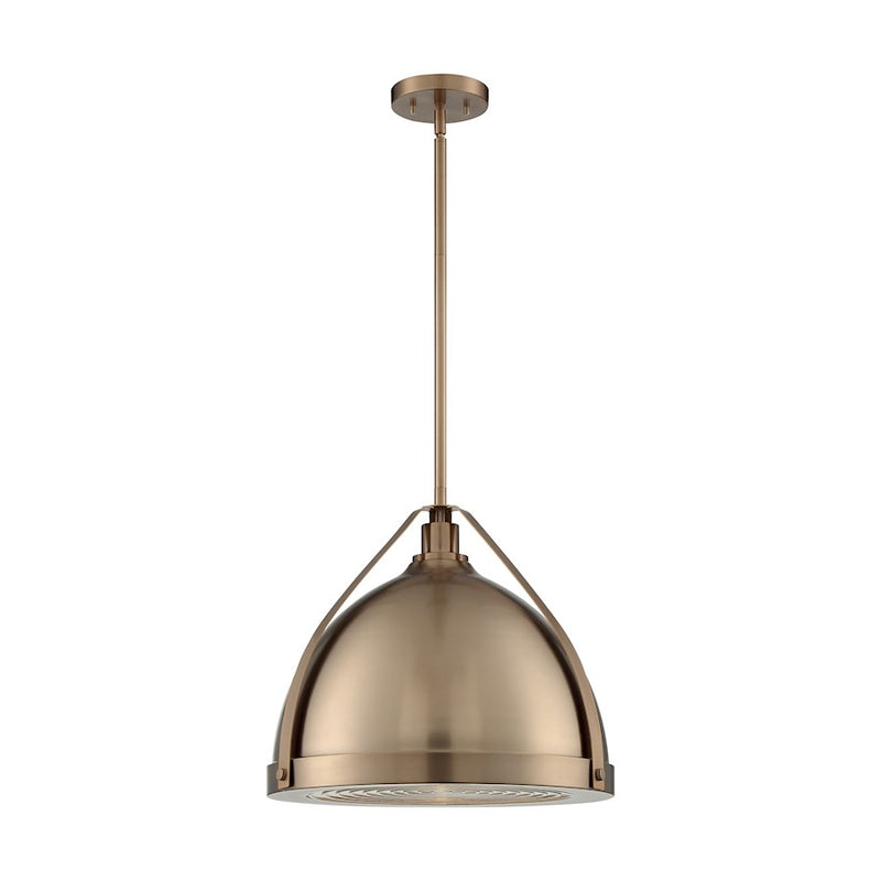 Nuvo Lighting Barbett 18in 1-Light Pendant | Industrial Burnished Brass and Clear Fresnel Glass | Kitchen Island & Dining Room | 17.63 x | Model 60-7203