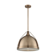 Nuvo Lighting Barbett 18in 1-Light Pendant | Industrial Burnished Brass and Clear Fresnel Glass | Kitchen Island & Dining Room | 17.63 x | Model 60-7203
