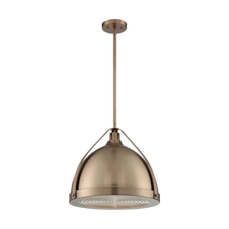 Nuvo Lighting Barbett 18in 1-Light Pendant | Industrial Burnished Brass and Clear Fresnel Glass | Kitchen Island & Dining Room | 17.63 x | Model 60-7203
