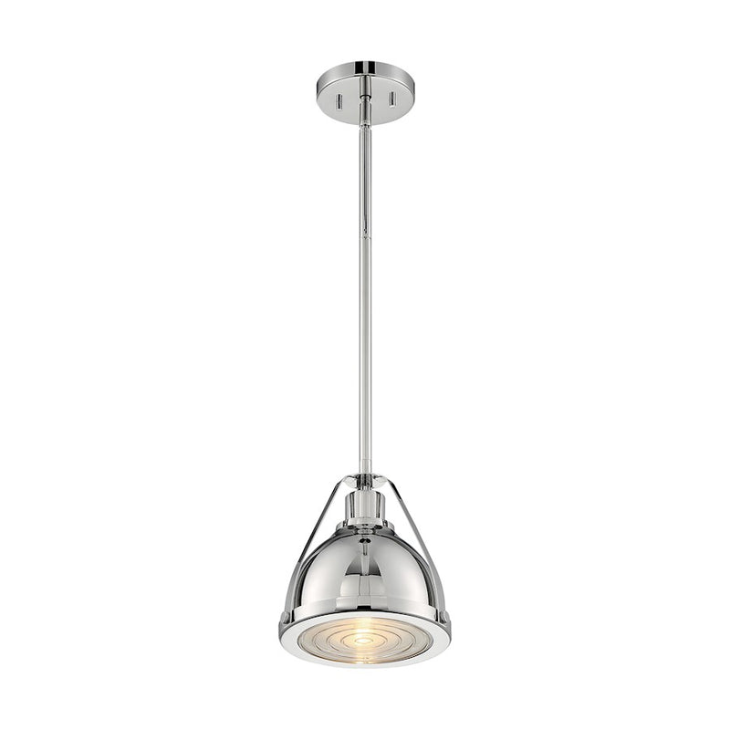 Nuvo Lighting Barbett 9in 1-Light Pendant | Industrial Polished Nickel and Clear Glass | Kitchen Island & Dining Room | 8.75 x 9.13 in | Model 60-7211