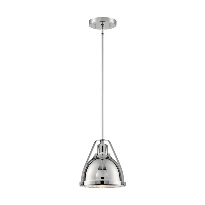 Nuvo Lighting Barbett 9in 1-Light Pendant | Industrial Polished Nickel and Clear Glass | Kitchen Island & Dining Room | 8.75 x 9.13 in | Model 60-7211