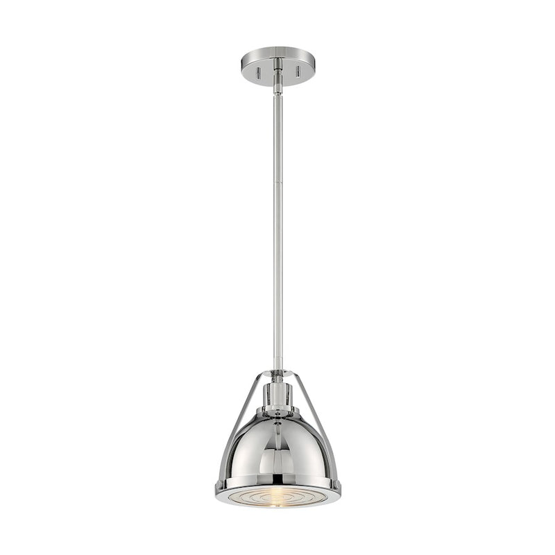 Nuvo Lighting Barbett 9in 1-Light Pendant | Industrial Polished Nickel and Clear Glass | Kitchen Island & Dining Room | 8.75 x 9.13 in | Model 60-7211