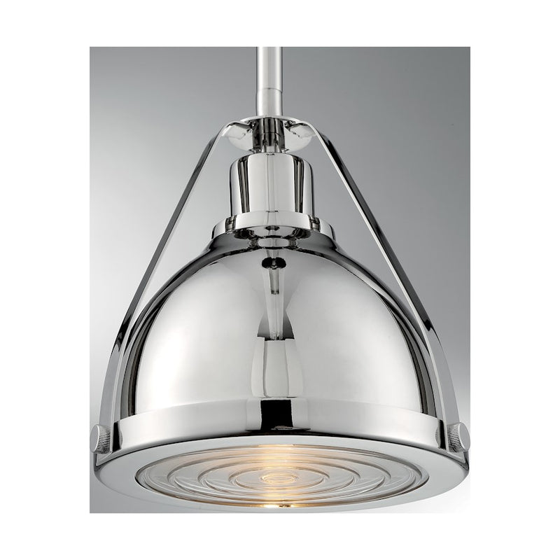 Nuvo Lighting Barbett 9in 1-Light Pendant | Industrial Polished Nickel and Clear Glass | Kitchen Island & Dining Room | 8.75 x 9.13 in | Model 60-7211