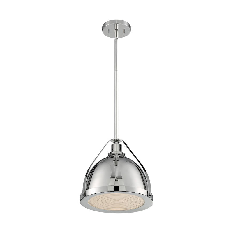 Nuvo Lighting Barbett 12in 1-Light Pendant | Industrial Polished Nickel and Clear Glass | Kitchen Island & Dining Room | 12.63 x 12 in | Model 60-7212