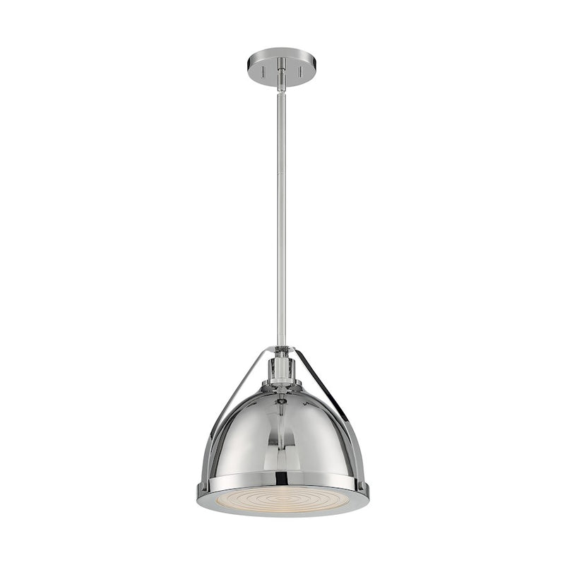 Nuvo Lighting Barbett 12in 1-Light Pendant | Industrial Polished Nickel and Clear Glass | Kitchen Island & Dining Room | 12.63 x 12 in | Model 60-7212