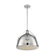Nuvo Lighting Barbett 15in 1-Light Pendant | Industrial Polished Nickel and Clear Glass | Kitchen Island & Dining Room | 17.63 x 15.38 in | Model 60-7213