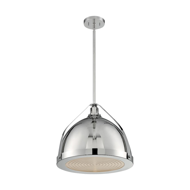 Nuvo Lighting Barbett 15in 1-Light Pendant | Industrial Polished Nickel and Clear Glass | Kitchen Island & Dining Room | 17.63 x 15.38 in | Model 60-7213