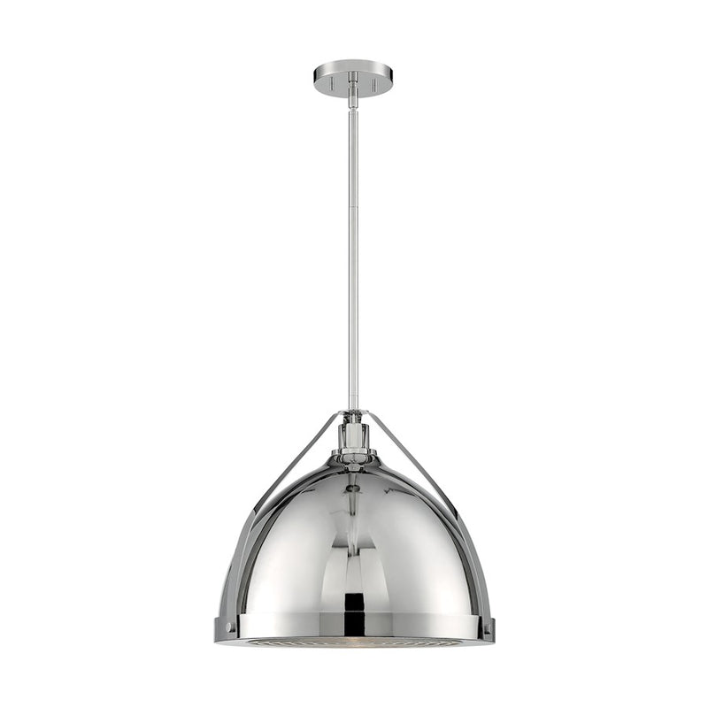 Nuvo Lighting Barbett 15in 1-Light Pendant | Industrial Polished Nickel and Clear Glass | Kitchen Island & Dining Room | 17.63 x 15.38 in | Model 60-7213