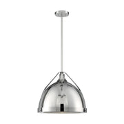Nuvo Lighting Barbett 15in 1-Light Pendant | Industrial Polished Nickel and Clear Glass | Kitchen Island & Dining Room | 17.63 x 15.38 in | Model 60-7213
