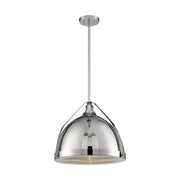 Nuvo Lighting Barbett 15in 1-Light Pendant | Industrial Polished Nickel and Clear Glass | Kitchen Island & Dining Room | 17.63 x 15.38 in | Model 60-7213