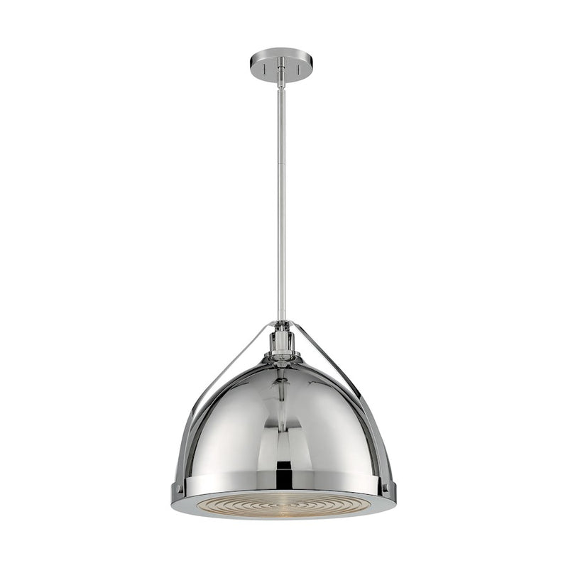 Nuvo Lighting Barbett 15in 1-Light Pendant | Industrial Polished Nickel and Clear Glass | Kitchen Island & Dining Room | 17.63 x 15.38 in | Model 60-7213