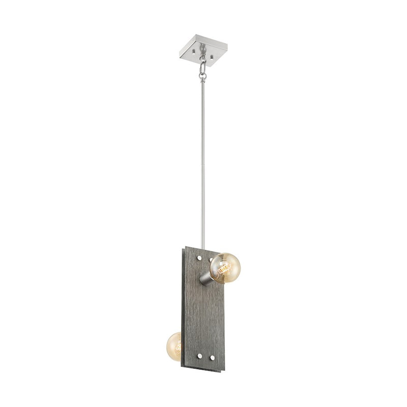 Nuvo Lighting Stella 6in 2-Light Pendant | Industrial Driftwood and Brushed Nickel | Kitchen Island & Dining Room | 6 x 6 x 15 in | Model 60-7222