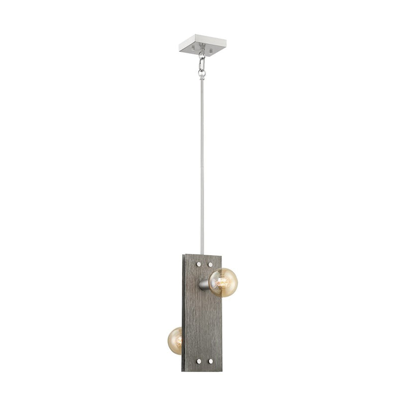Nuvo Lighting Stella 6in 2-Light Pendant | Industrial Driftwood and Brushed Nickel | Kitchen Island & Dining Room | 6 x 6 x 15 in | Model 60-7222