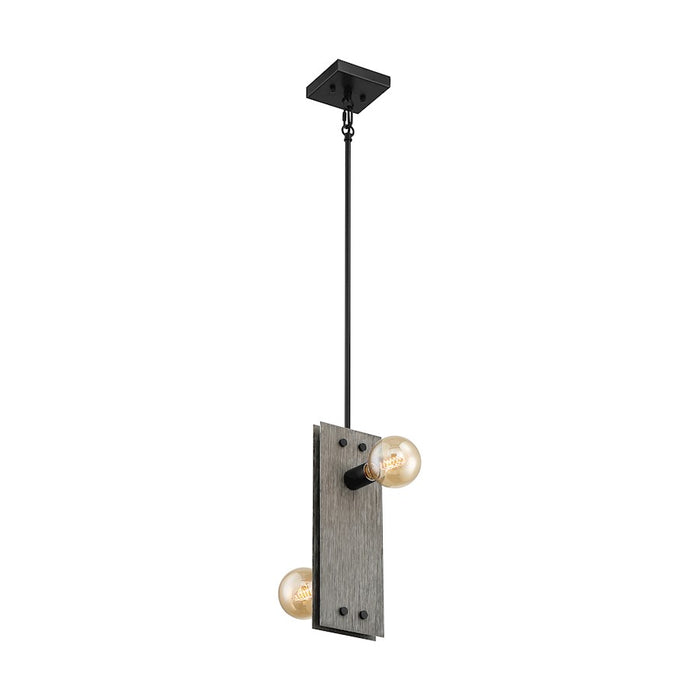 Nuvo Lighting Stella 2 Light Mini Pendant, Driftwood/Black Accents