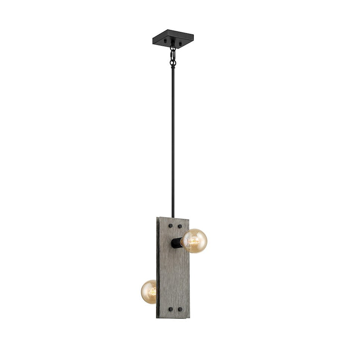 Nuvo Lighting Stella 2 Light Mini Pendant, Driftwood/Black Accents
