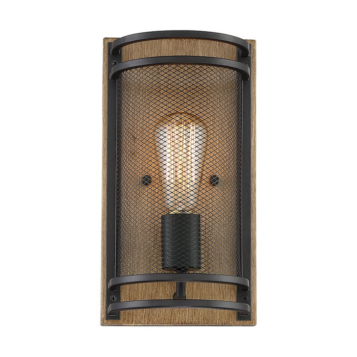 Nuvo Lighting Atelier 1 Light Sconce, Black/Honey Wood