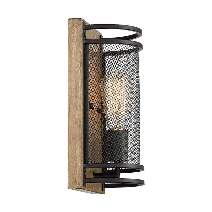 Nuvo Lighting Atelier 1 Light Sconce, Black/Honey Wood