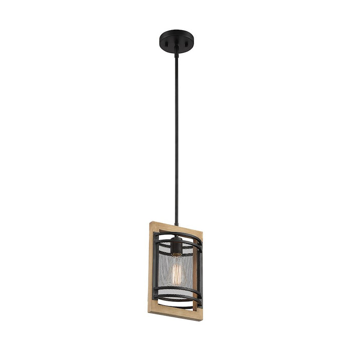 Nuvo Lighting Atelier 1 Light Mini Pendant, Black/Honey Wood
