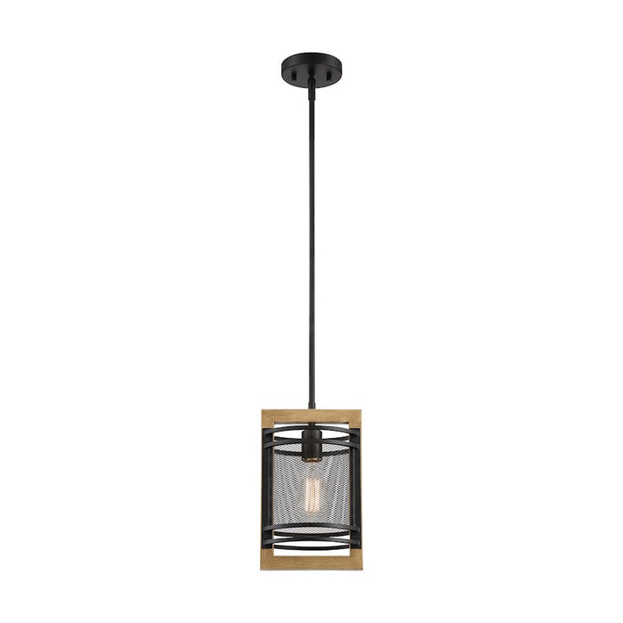 Nuvo Lighting Atelier 1 Light Mini Pendant, Black/Honey Wood
