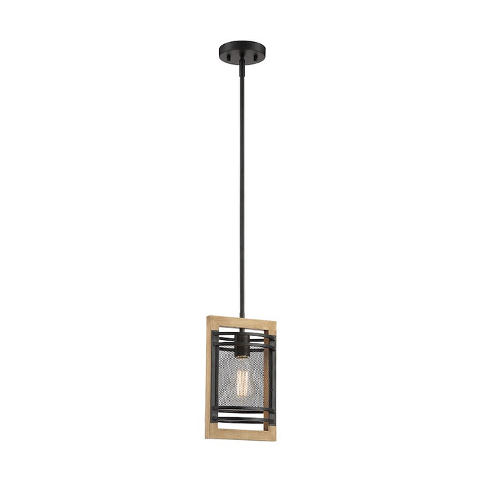 Nuvo Lighting Atelier 1 Light Mini Pendant, Black/Honey Wood
