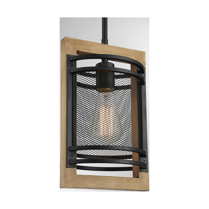 Nuvo Lighting Atelier 1 Light Mini Pendant, Black/Honey Wood