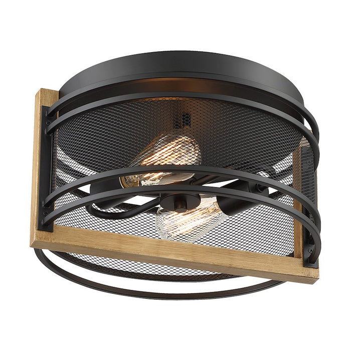 Nuvo Lighting Atelier 2 Light Flush Mount, Black/Honey Wood