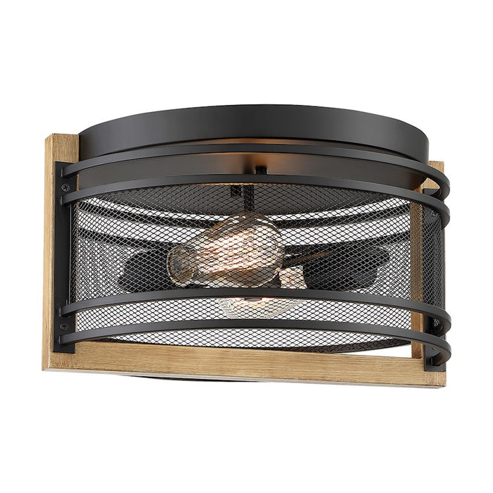 Nuvo Lighting Atelier 2 Light Flush Mount, Black/Honey Wood
