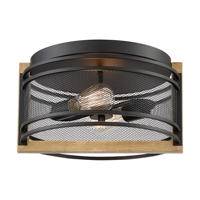 Nuvo Lighting Atelier 2 Light Flush Mount, Black/Honey Wood
