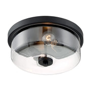 Nuvo Lighting Sommerset 12.88in 2-Light Flush Mount | Modern Matte Black and Clear Glass | Bedroom & Hallway | 12.88 x 12.88 x 5.63 in | Model 60-7268