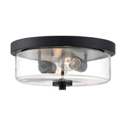 Nuvo Lighting Sommerset 12.88in 2-Light Flush Mount | Modern Matte Black and Clear Glass | Bedroom & Hallway | 12.88 x 12.88 x 5.63 in | Model 60-7268