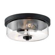 Nuvo Lighting Sommerset 12.88in 2-Light Flush Mount | Modern Matte Black and Clear Glass | Bedroom & Hallway | 12.88 x 12.88 x 5.63 in | Model 60-7268