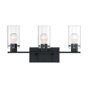 Nuvo Sommerset 21in 3-Light Vanity | Modern & Contemporary Matte Black and Clear Glass | Bathroom Vanity Light | 21 x 10.75 x 6 in | Model 60-7273