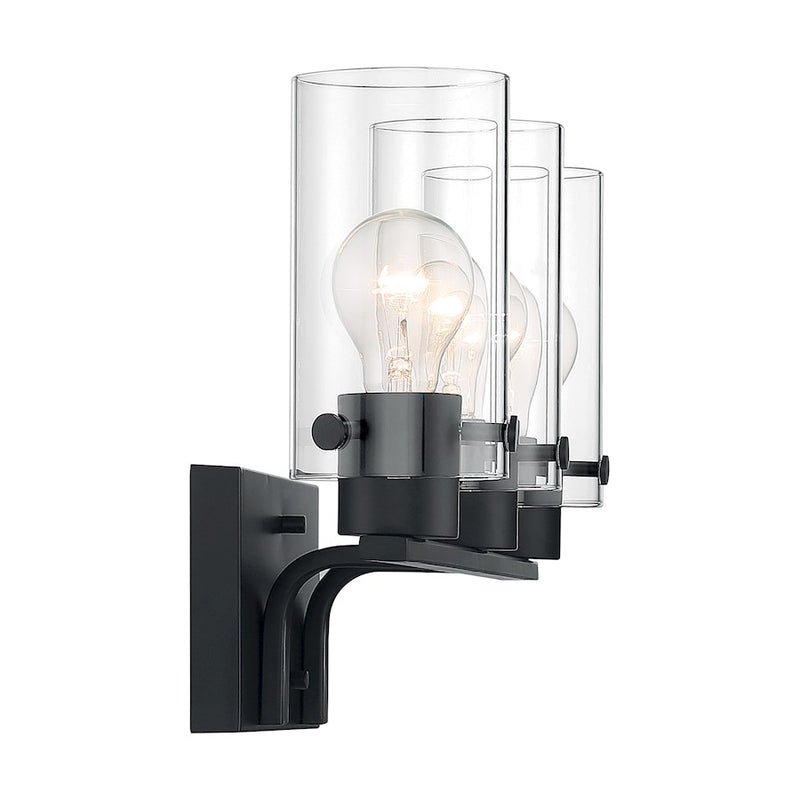 Nuvo Sommerset 21in 3-Light Vanity | Modern & Contemporary Matte Black and Clear Glass | Bathroom Vanity Light | 21 x 10.75 x 6 in | Model 60-7273