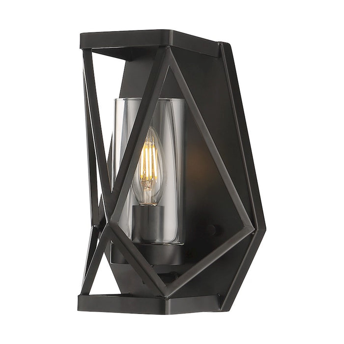 Nuvo Lighting Zemi 1 Light Sconce, Clear Glass, Black