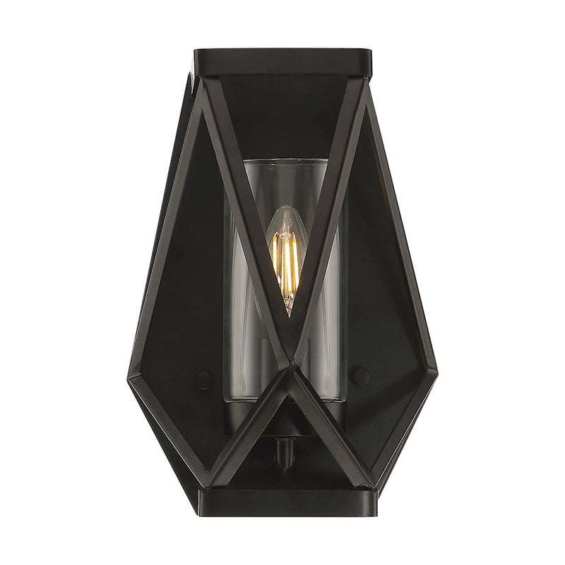 Nuvo Lighting Zemi 1 Light Sconce, Clear Glass, Black
