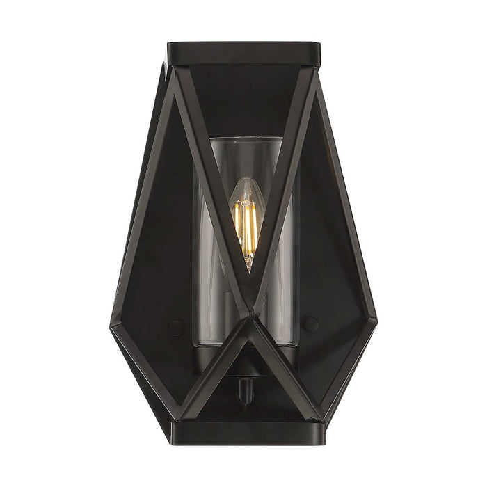 Nuvo Lighting Zemi 1 Light Sconce, Clear Glass, Black