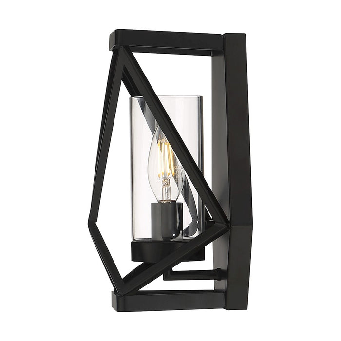 Nuvo Lighting Zemi 1 Light Sconce, Clear Glass, Black