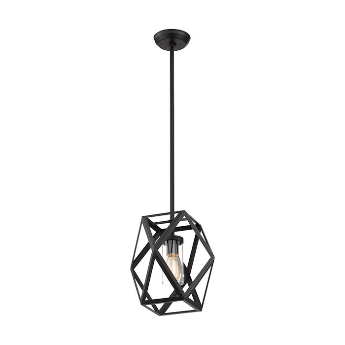 Nuvo Lighting Zemi 1 Light Mini Pendant, Clear Glass, Black