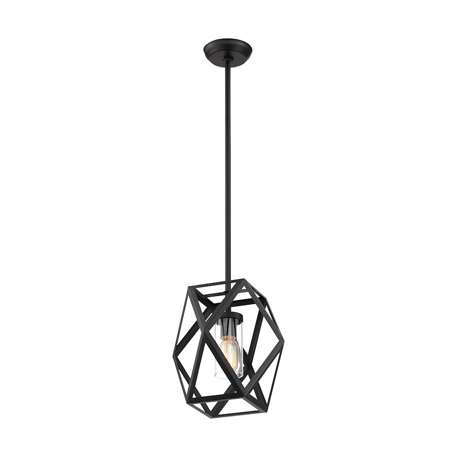 Nuvo Lighting Zemi 1 Light Mini Pendant, Clear Glass, Black