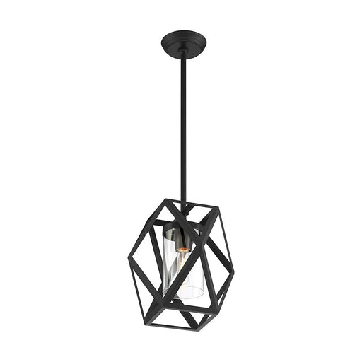 Nuvo Lighting Zemi 1 Light Mini Pendant, Clear Glass, Black