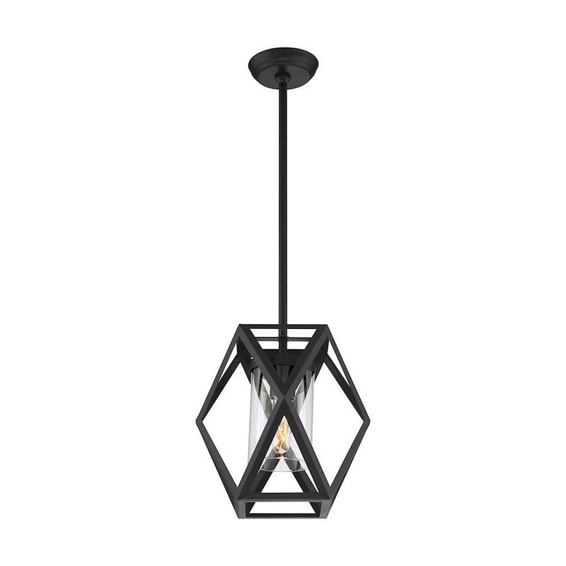 Nuvo Lighting Zemi 1 Light Mini Pendant, Clear Glass, Black