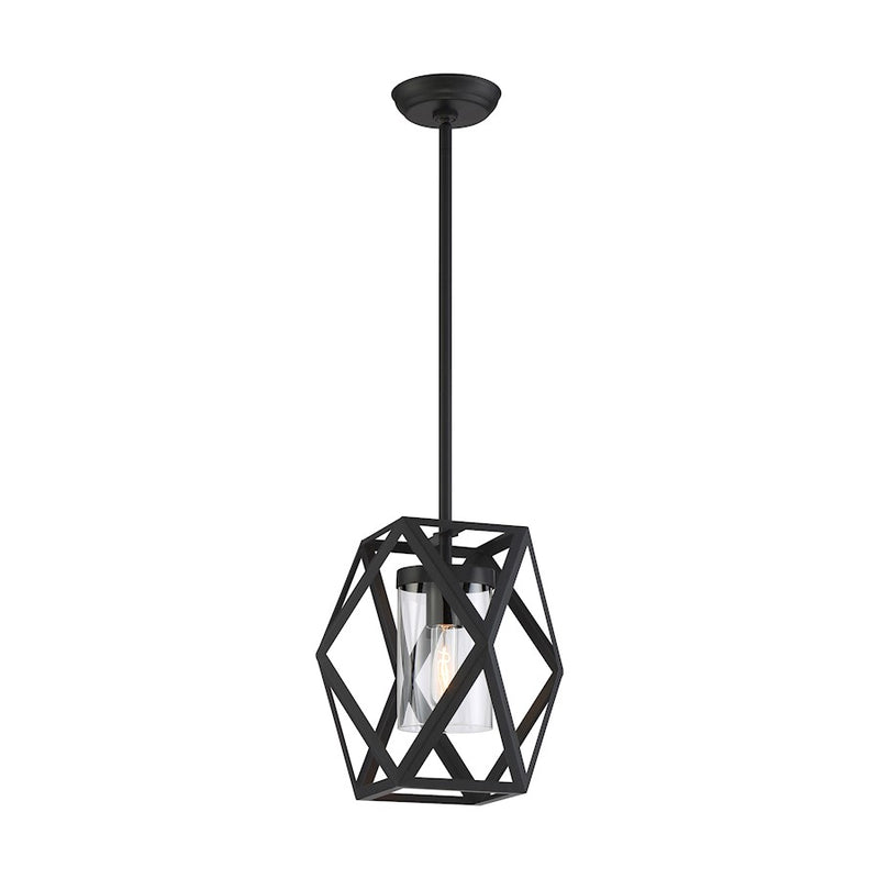 Nuvo Lighting Zemi 1 Light Mini Pendant, Clear Glass, Black