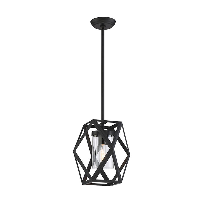 Nuvo Lighting Zemi 1 Light Mini Pendant, Clear Glass, Black