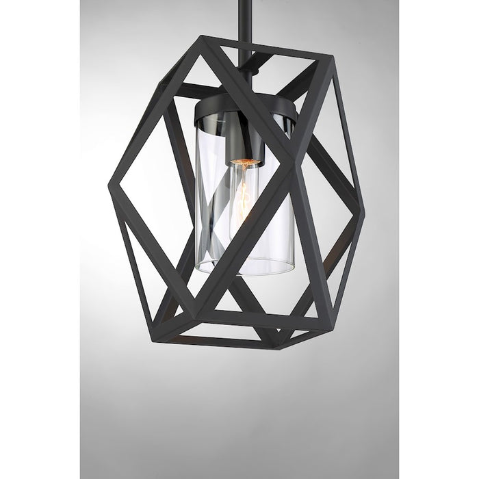 Nuvo Lighting Zemi 1 Light Mini Pendant, Clear Glass, Black