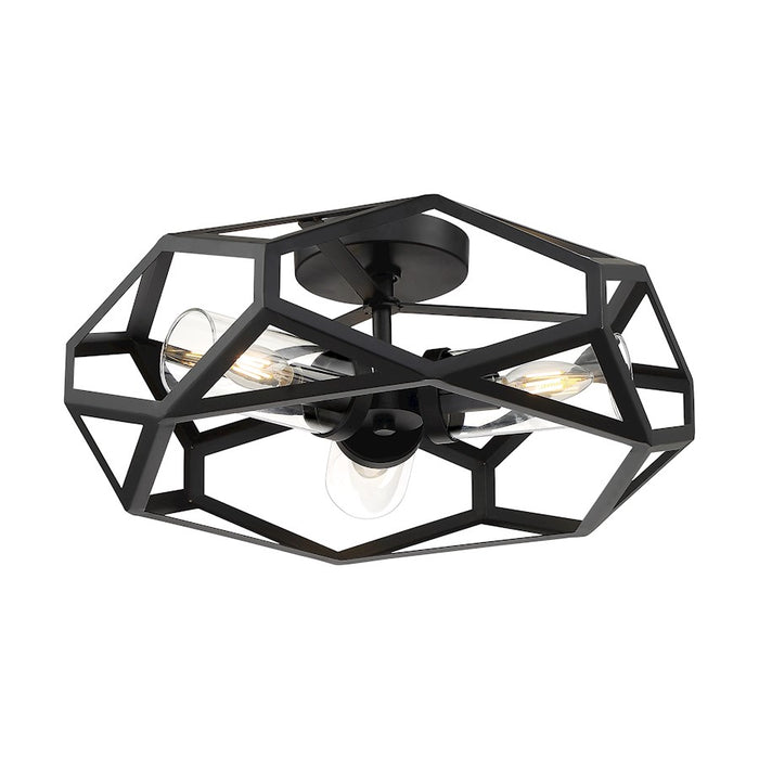 Nuvo Lighting Zemi 3 Light Flush Mount, Clear Glass, Black